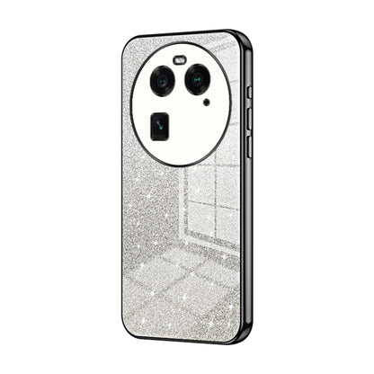 For OPPO Find X6 Gradient Glitter Powder Electroplated Phone Case(Black) by buy2fix