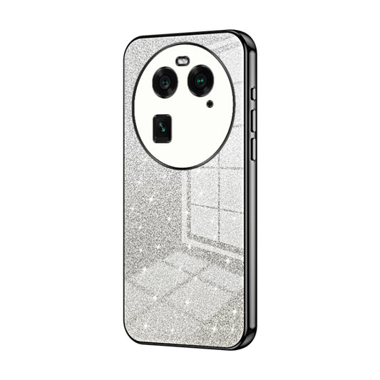 For OPPO Find X6 Gradient Glitter Powder Electroplated Phone Case(Black) by buy2fix
