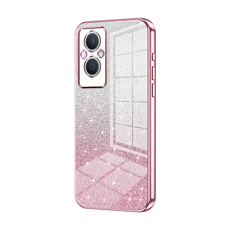 For OPPO Reno7 Z 5G / F21 Pro 5G Gradient Glitter Powder Electroplated Phone Case(Pink) by buy2fix