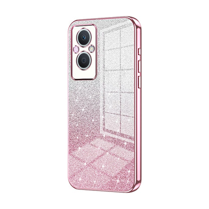 For OPPO Reno7 Z 5G / F21 Pro 5G Gradient Glitter Powder Electroplated Phone Case(Pink) by buy2fix
