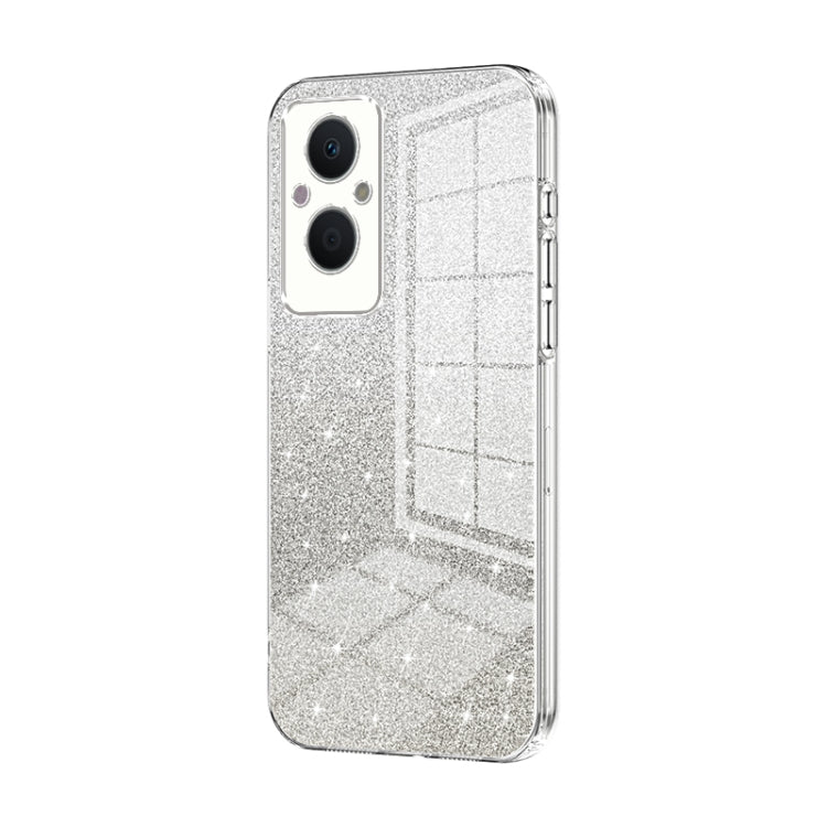 For OPPO Reno7 Z 5G / F21 Pro 5G Gradient Glitter Powder Electroplated Phone Case(Transparent) by buy2fix