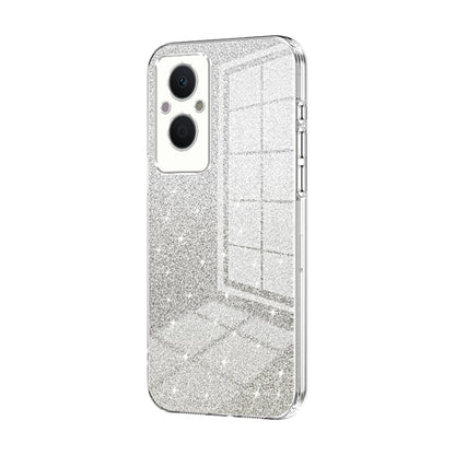 For OPPO Reno7 Z 5G / F21 Pro 5G Gradient Glitter Powder Electroplated Phone Case(Transparent) by buy2fix