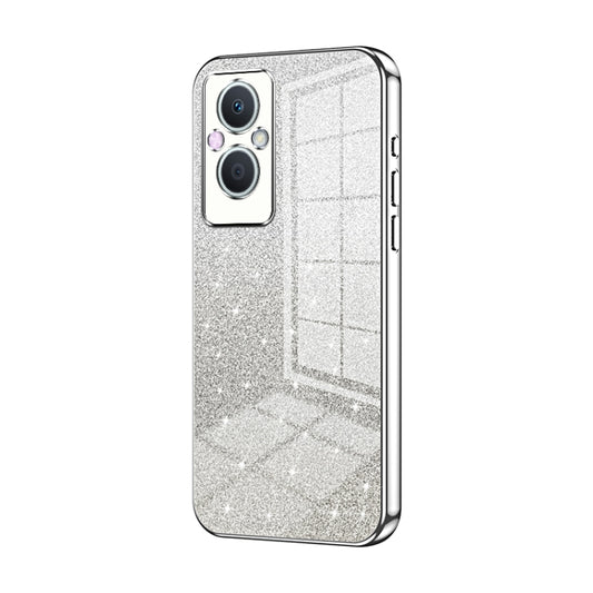 For OPPO Reno7 Z 5G / F21 Pro 5G Gradient Glitter Powder Electroplated Phone Case(Silver) by buy2fix
