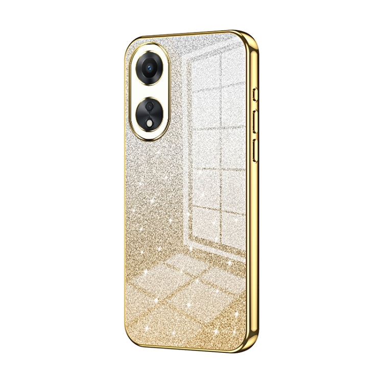 For OPPO A58 5G / A58x 5G Gradient Glitter Powder Electroplated Phone Case(Gold) by buy2fix