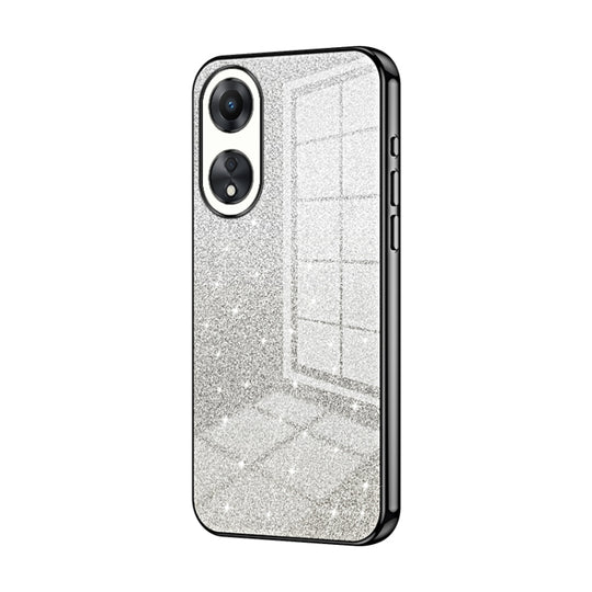 For OPPO A58 5G / A58x 5G Gradient Glitter Powder Electroplated Phone Case(Black)