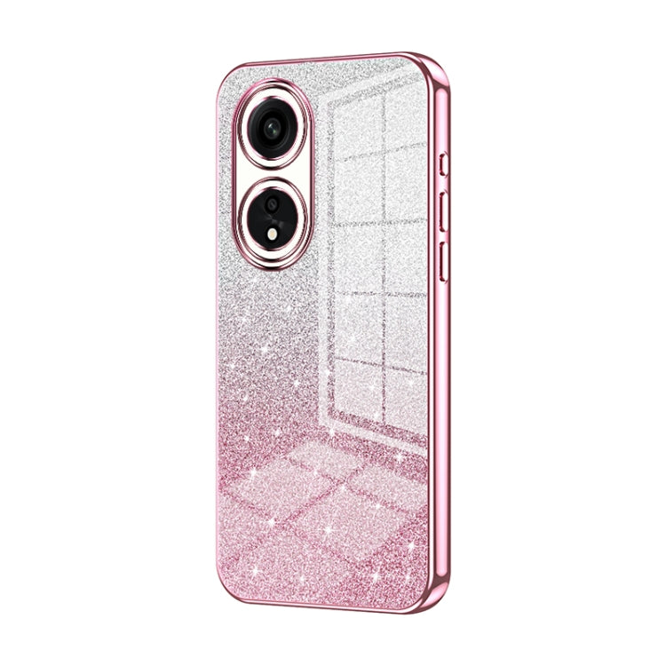 For OPPO A1 Pro Gradient Glitter Powder Electroplated Phone Case(Pink) by buy2fix