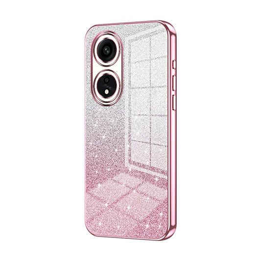 For OPPO A1 Pro Gradient Glitter Powder Electroplated Phone Case(Pink) by buy2fix
