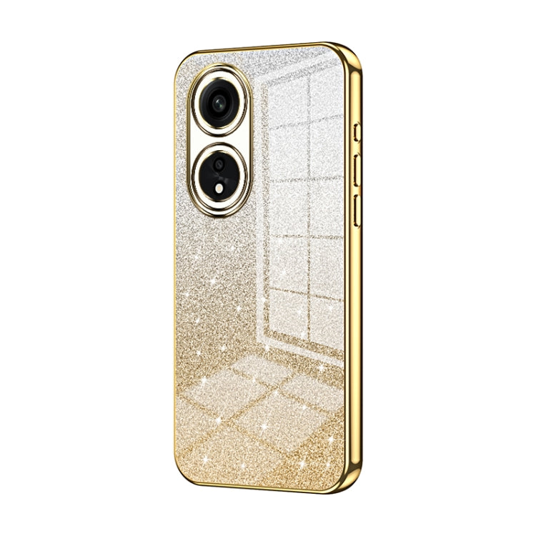 For OPPO A1 Pro Gradient Glitter Powder Electroplated Phone Case(Gold) by buy2fix