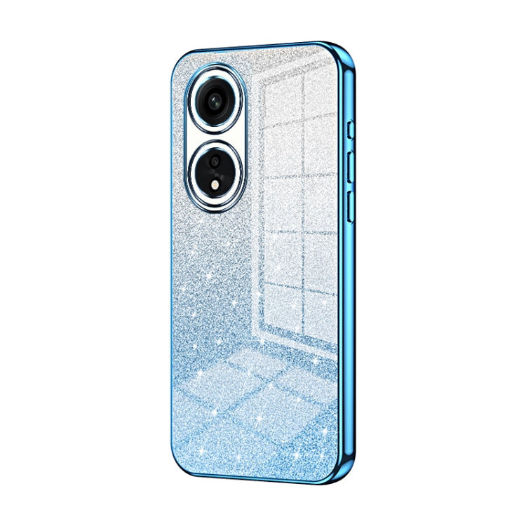 For OPPO A1 Pro Gradient Glitter Powder Electroplated Phone Case(Blue) by buy2fix
