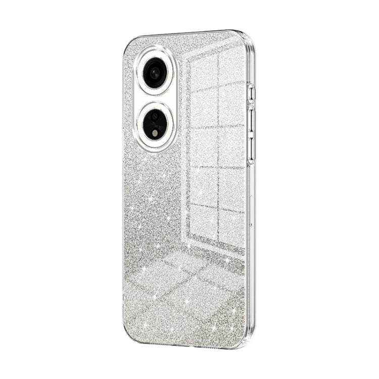 For OPPO A1 Pro Gradient Glitter Powder Electroplated Phone Case(Transparent) by buy2fix