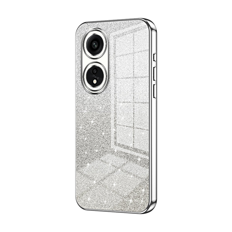 For OPPO A1 Pro Gradient Glitter Powder Electroplated Phone Case(Silver) by buy2fix