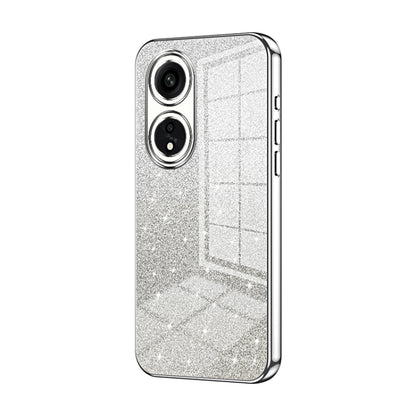 For OPPO A1 Pro Gradient Glitter Powder Electroplated Phone Case(Silver) by buy2fix