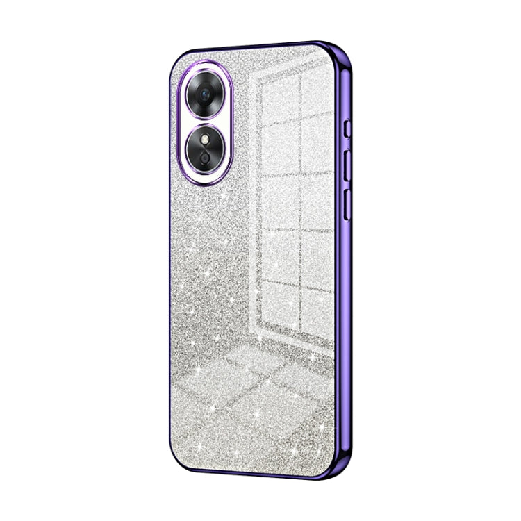 For OPPO A17 / A17K Gradient Glitter Powder Electroplated Phone Case(Purple) by buy2fix