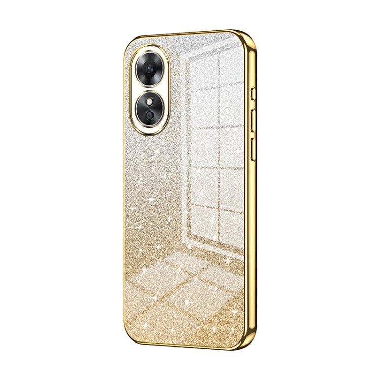 For OPPO A17 / A17K Gradient Glitter Powder Electroplated Phone Case(Gold) by buy2fix