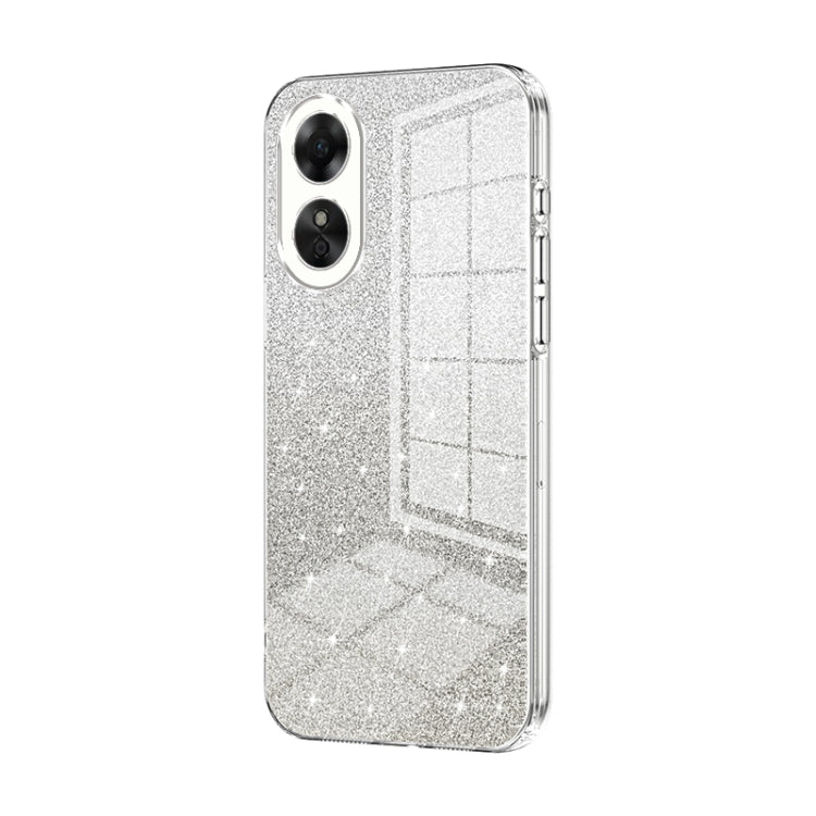 For OPPO A17 / A17K Gradient Glitter Powder Electroplated Phone Case(Transparent) by buy2fix