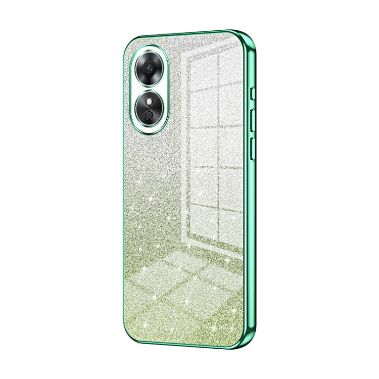 For OPPO A17 / A17K Gradient Glitter Powder Electroplated Phone Case(Green) by buy2fix