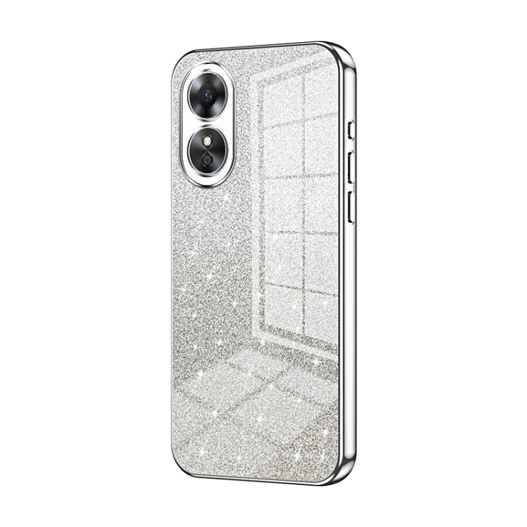 For OPPO A17 / A17K Gradient Glitter Powder Electroplated Phone Case(Silver) by buy2fix