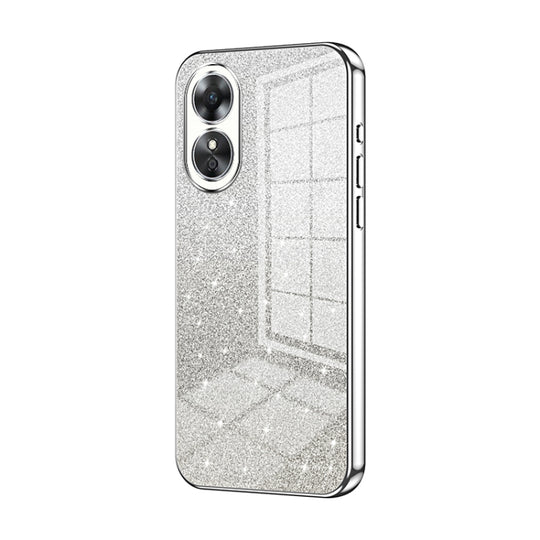 For OPPO A17 / A17K Gradient Glitter Powder Electroplated Phone Case(Silver)