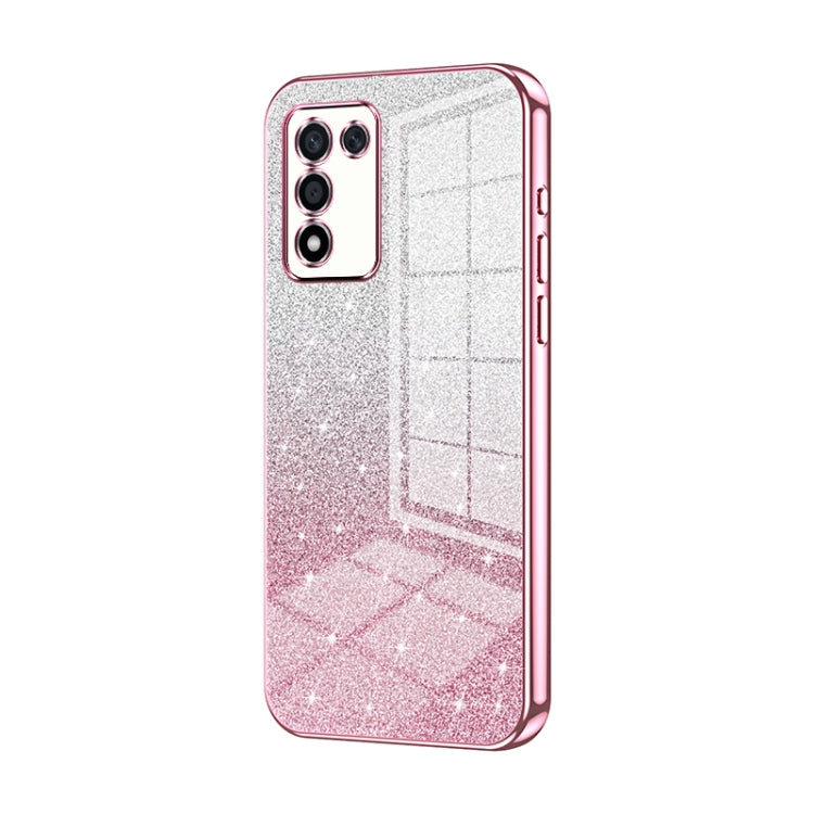 For OPPO K9s / K10 Energy Gradient Glitter Powder Electroplated Phone Case(Pink) by buy2fix