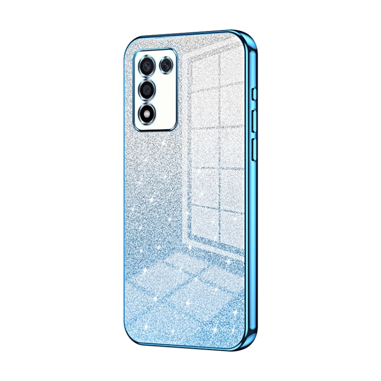 For OPPO K9s / K10 Energy Gradient Glitter Powder Electroplated Phone Case(Blue) by buy2fix