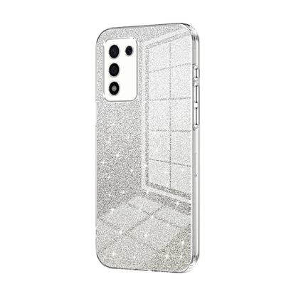 For OPPO K9s / K10 Energy Gradient Glitter Powder Electroplated Phone Case(Transparent) by buy2fix