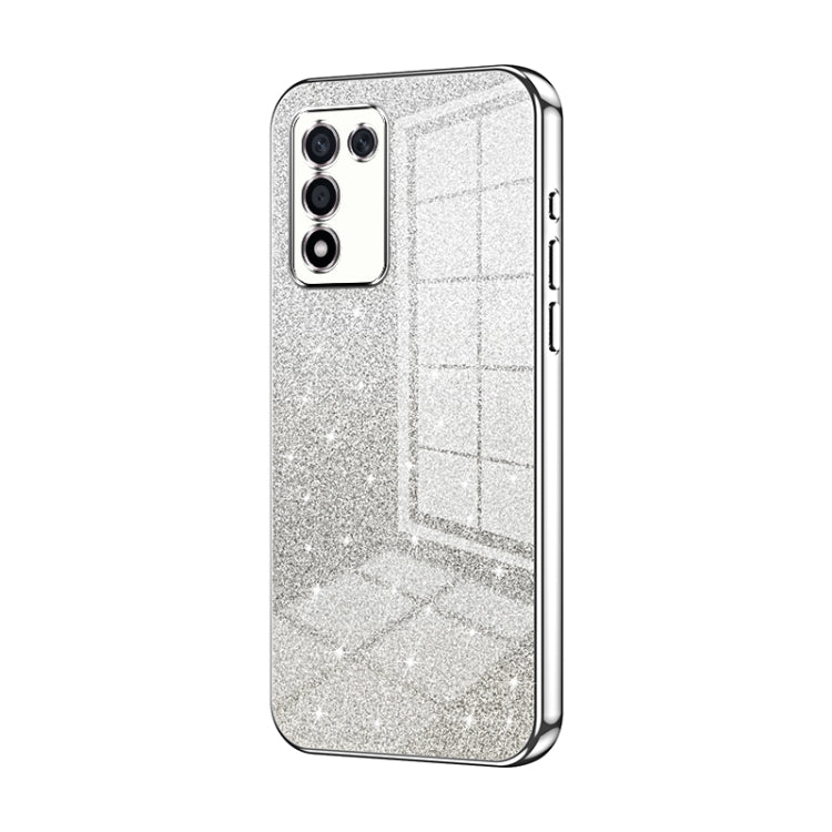 For OPPO K9s / K10 Energy Gradient Glitter Powder Electroplated Phone Case(Silver) by buy2fix