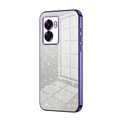 For OPPO A57 5G Gradient Glitter Powder Electroplated Phone Case(Purple) by buy2fix
