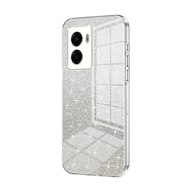For OPPO A57 5G Gradient Glitter Powder Electroplated Phone Case(Transparent) by buy2fix