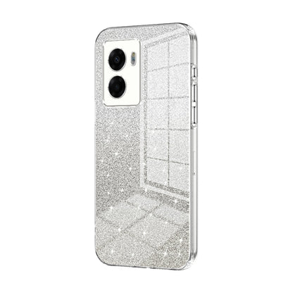 For OPPO A57 5G Gradient Glitter Powder Electroplated Phone Case(Transparent) by buy2fix