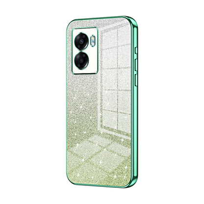 For OPPO A57 5G Gradient Glitter Powder Electroplated Phone Case(Green) by buy2fix