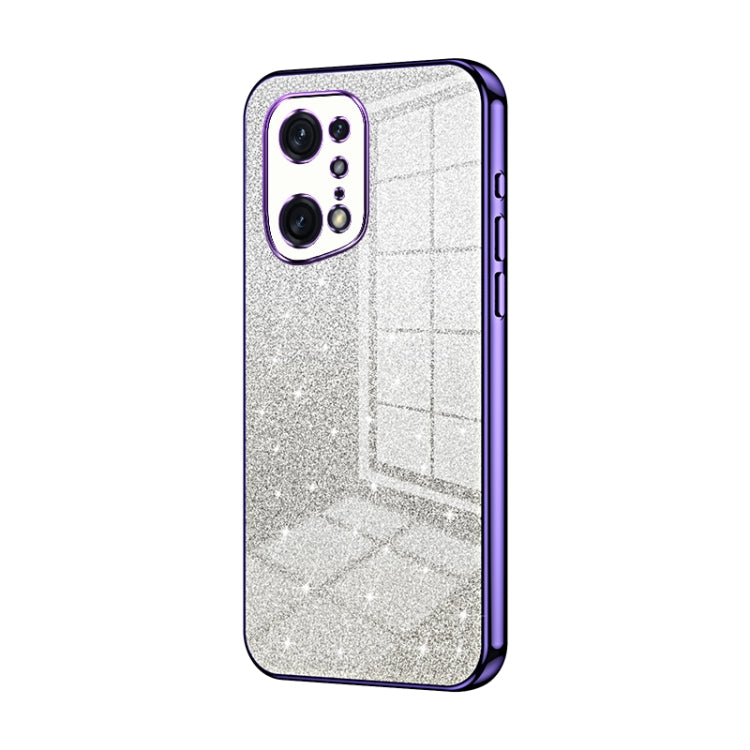For OPPO Find X5 Pro Gradient Glitter Powder Electroplated Phone Case(Purple) by buy2fix