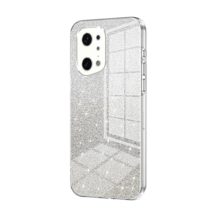 For OPPO Find X5 Pro Gradient Glitter Powder Electroplated Phone Case(Transparent) by buy2fix