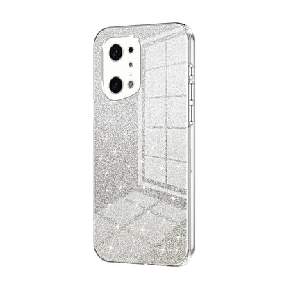 For OPPO Find X5 Pro Gradient Glitter Powder Electroplated Phone Case(Transparent) by buy2fix