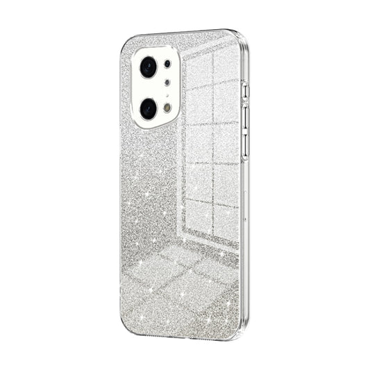 For OPPO Find X5 Pro Gradient Glitter Powder Electroplated Phone Case(Transparent) by buy2fix