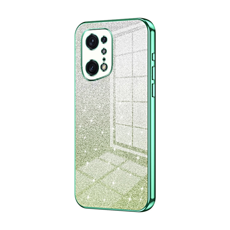 For OPPO Find X5 Pro Gradient Glitter Powder Electroplated Phone Case(Green) by buy2fix