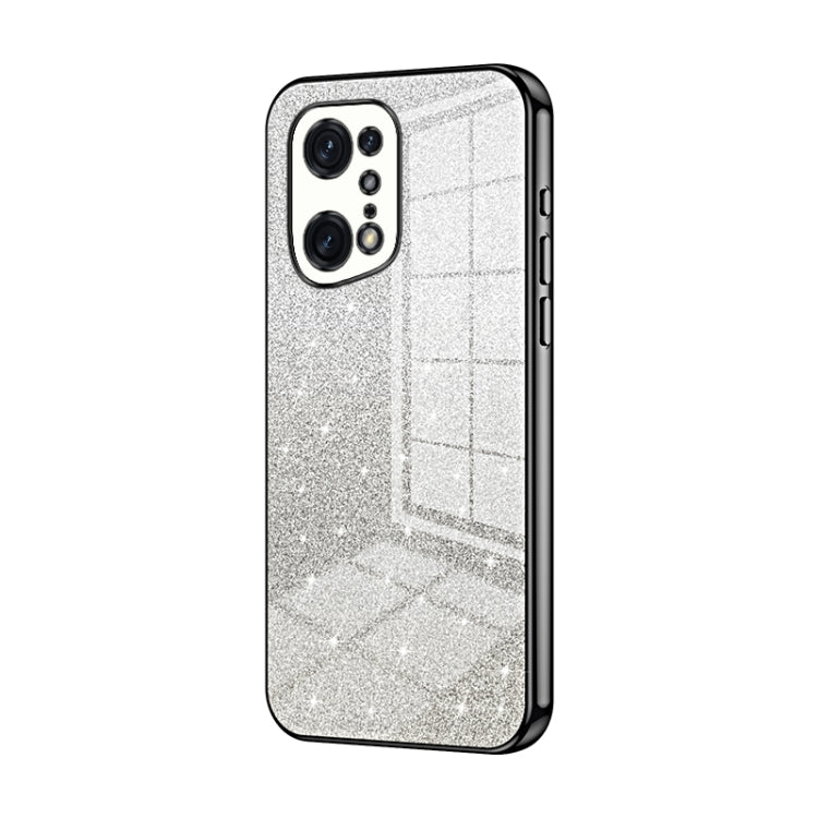 For OPPO Find X5 Pro Gradient Glitter Powder Electroplated Phone Case(Black) by buy2fix