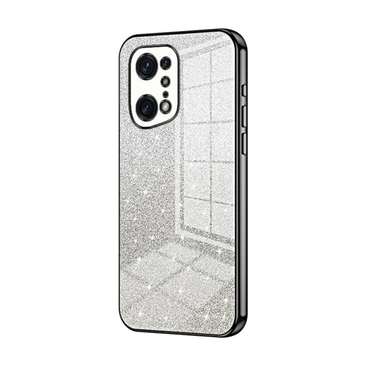 For OPPO Find X5 Pro Gradient Glitter Powder Electroplated Phone Case(Black) by buy2fix