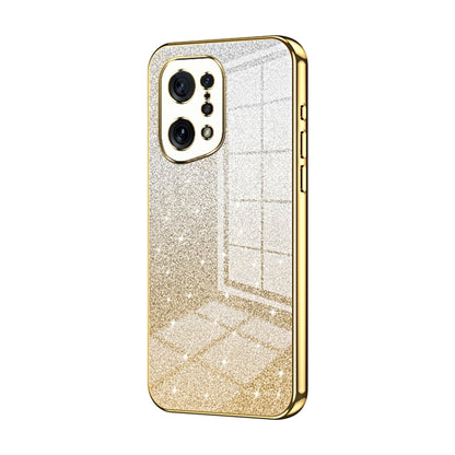 For OPPO Find X5 Gradient Glitter Powder Electroplated Phone Case(Gold) by buy2fix