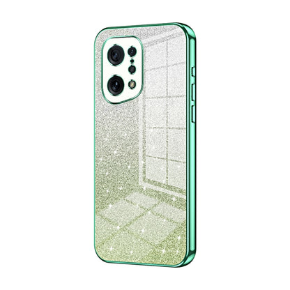 For OPPO Find X5 Gradient Glitter Powder Electroplated Phone Case(Green) by buy2fix