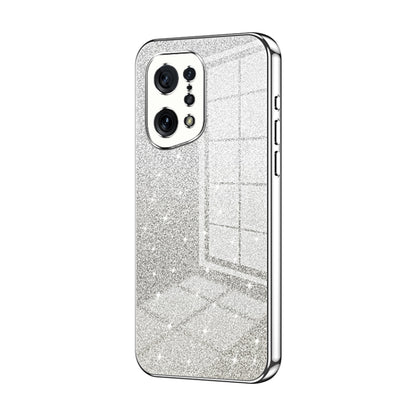 For OPPO Find X5 Gradient Glitter Powder Electroplated Phone Case(Silver) by buy2fix