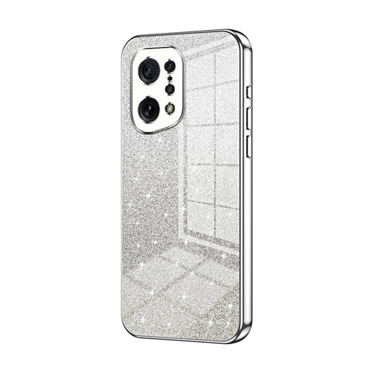 For OPPO Find X5 Gradient Glitter Powder Electroplated Phone Case(Silver) by buy2fix