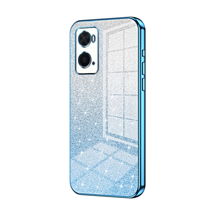 For OPPO A36 / A76 / A96 4G Global Gradient Glitter Powder Electroplated Phone Case(Blue) by buy2fix