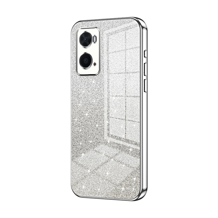 For OPPO A36 / A76 / A96 4G Global Gradient Glitter Powder Electroplated Phone Case(Silver) by buy2fix