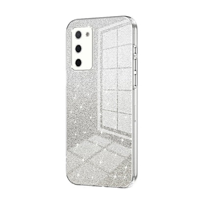 For OPPO A55 5G / A56 / A53s 5G Gradient Glitter Powder Electroplated Phone Case(Transparent) by buy2fix