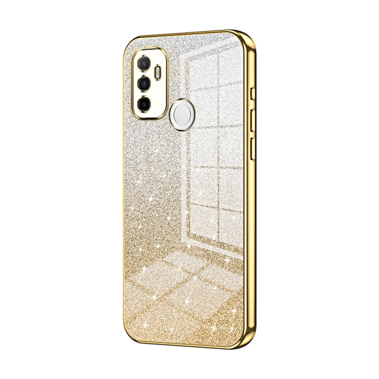 For OPPO A53 2020 / A32 / A11s Gradient Glitter Powder Electroplated Phone Case(Gold) by buy2fix