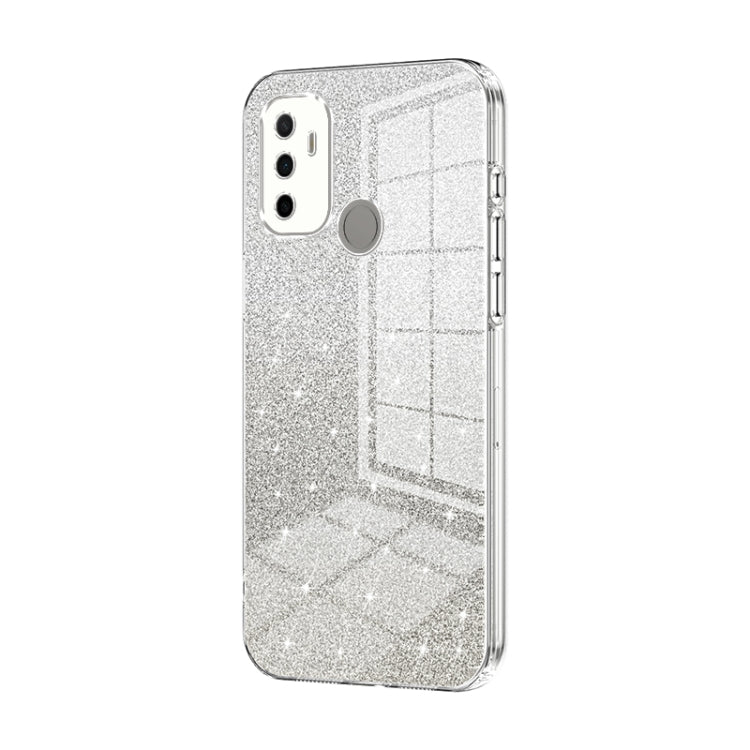 For OPPO A53 2020 / A32 / A11s Gradient Glitter Powder Electroplated Phone Case(Transparent) by buy2fix