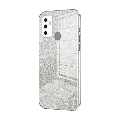 For OPPO A53 2020 / A32 / A11s Gradient Glitter Powder Electroplated Phone Case(Transparent) by buy2fix