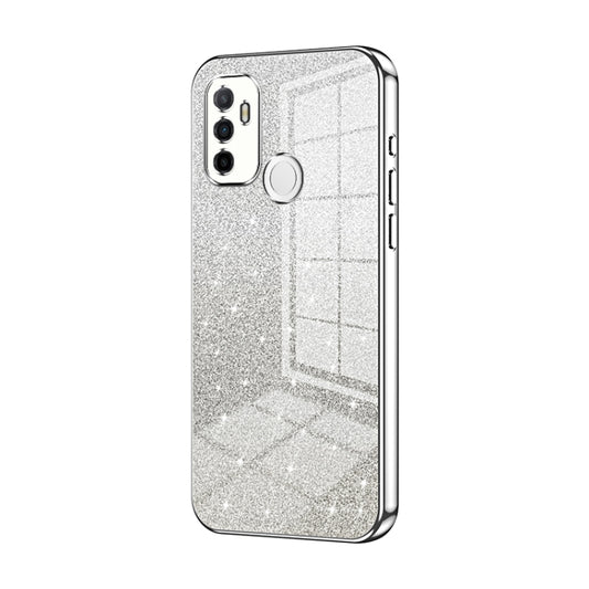 For OPPO A53 2020 / A32 / A11s Gradient Glitter Powder Electroplated Phone Case(Silver) by buy2fix