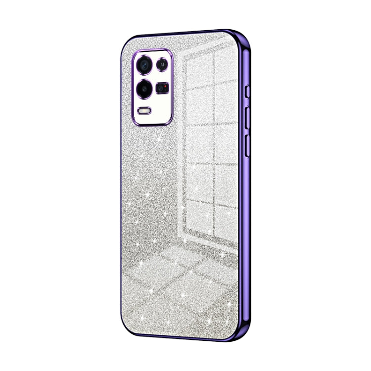 For OPPO K9x Gradient Glitter Powder Electroplated Phone Case(Purple) by buy2fix