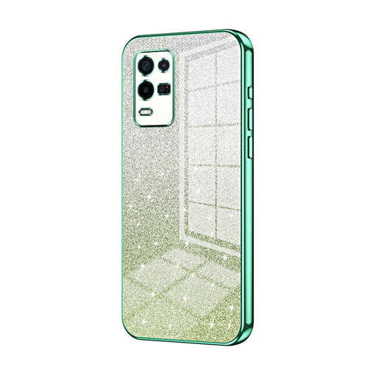 For OPPO K9x Gradient Glitter Powder Electroplated Phone Case(Green) by buy2fix